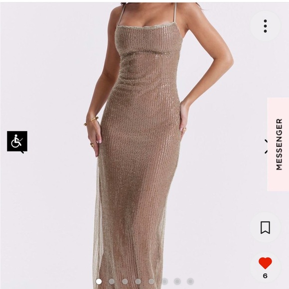 House of Cb Alondra Cafe au lait beaded maxi dress - Picture 3 of 8